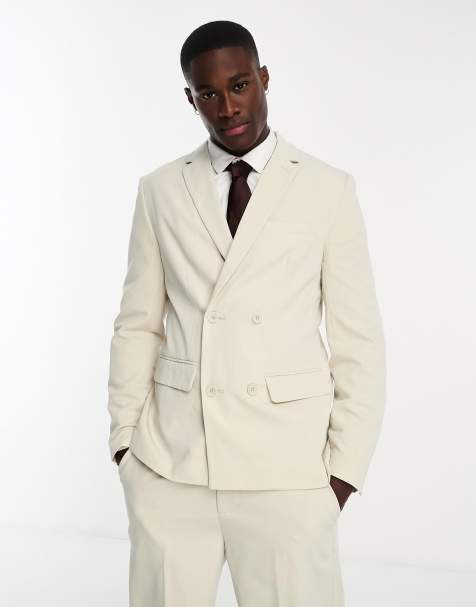 Only & Sons double breasted suit jacket in beige - view 1