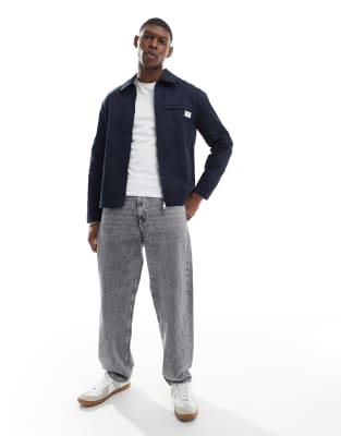 Only & Sons Double Zip Worker Jacket In Navy
