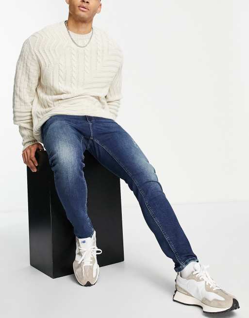 Only & Sons Draper carrot fit jeans in dark blue