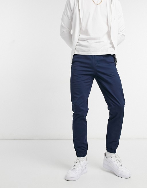 Only & Sons drawstring cuffed trousers in navy