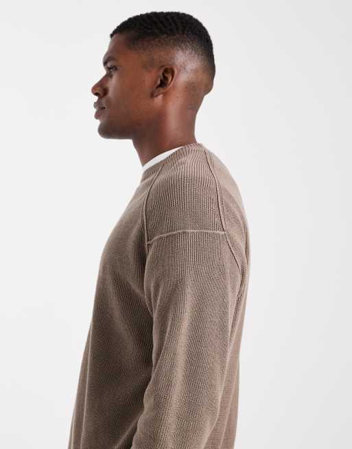 ONLY & SONS drop shoulder crew neck knit in brown, 4 of 5