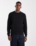 [ONLY & SONS] ONLY & SONS drop shoulder crew neck knit jumper in black XS Jet Black