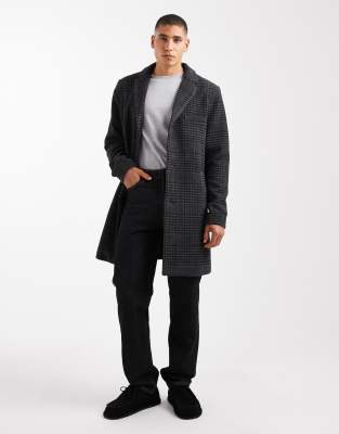 Only & Sons Drop Shoulder Longline Wool Coat In Gray