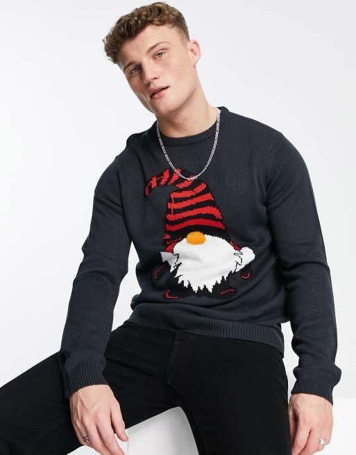 Only & Sons - Dwarf Santa - Kersttrui in marineblauw