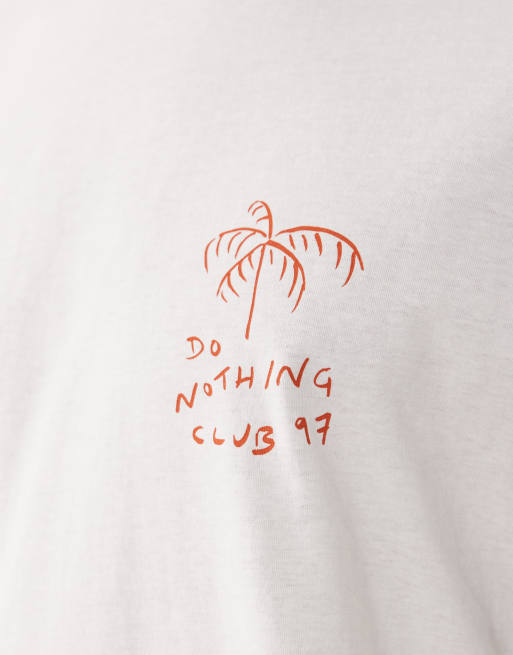 ONLY & SONS - Ecrufarvet oversized T-shirt med 'Do Nothing'-print på ryggen, 4 af 5