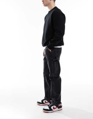 Only & Sons Fade Loose Fit Jeans In Black With Vintage Brown Cast In Black