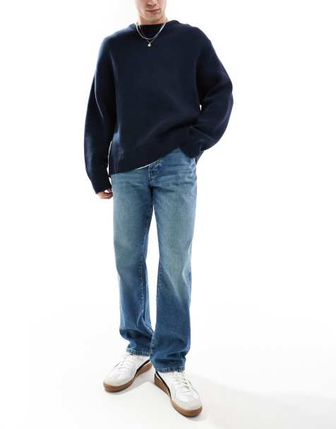 Only & Sons – Edge – Ciemnoniebieskie proste jeansy z efektem sprania - view 1