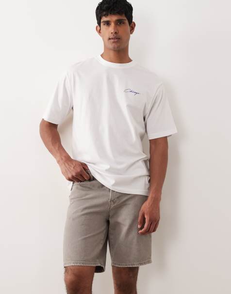 Only & Sons - Edge - Forvasket vintage-grå denimshorts med lige ben - view 1