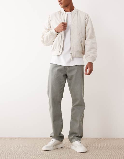 ONLY & SONS – Edge – Gröna, vintagetvättade jeans med rak passform