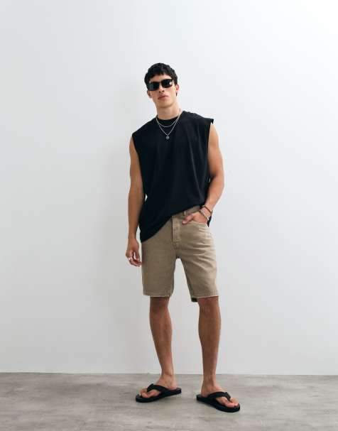 Only & Sons - Edge - Gyldenbrune denimshorts med lige ben i vintage vask - view 1