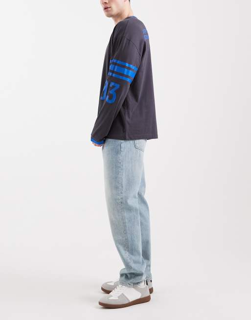 ONLY & SONS – Edge – Jasnoniebieskie jeansy o prostym kroju z przetarciami, 2 z 5