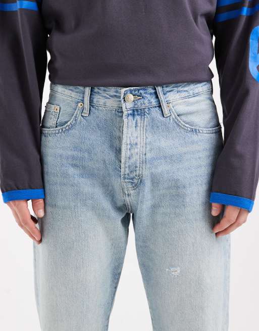 ONLY & SONS – Edge – Jasnoniebieskie jeansy o prostym kroju z przetarciami, 4 z 5