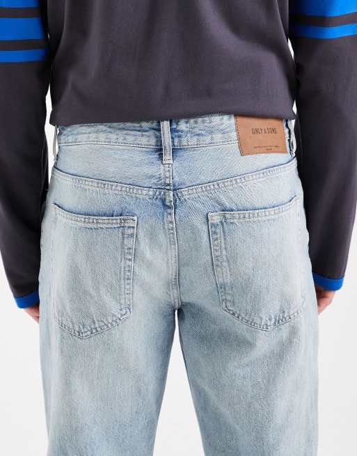ONLY & SONS – Edge – Jasnoniebieskie jeansy o prostym kroju z przetarciami, 5 z 5