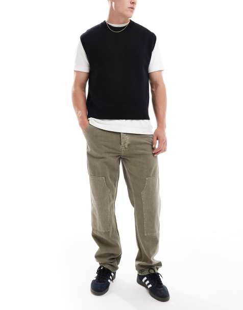 Only & Sons - Edge - Jeans dritti verde lavaggio vintage a coste - view 1