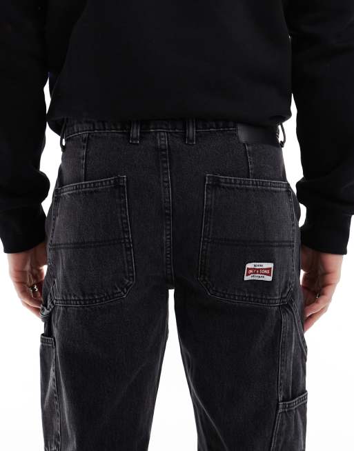 ONLY & SONS – Edge – Jeansy typu carpenter w spranym czarnym kolorze, 4 z 5