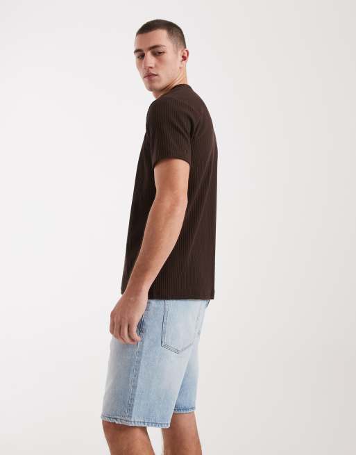 ONLY & SONS – Edge – Ljusblå jeansshorts med rak passform och tvättad finish, 3 av 5