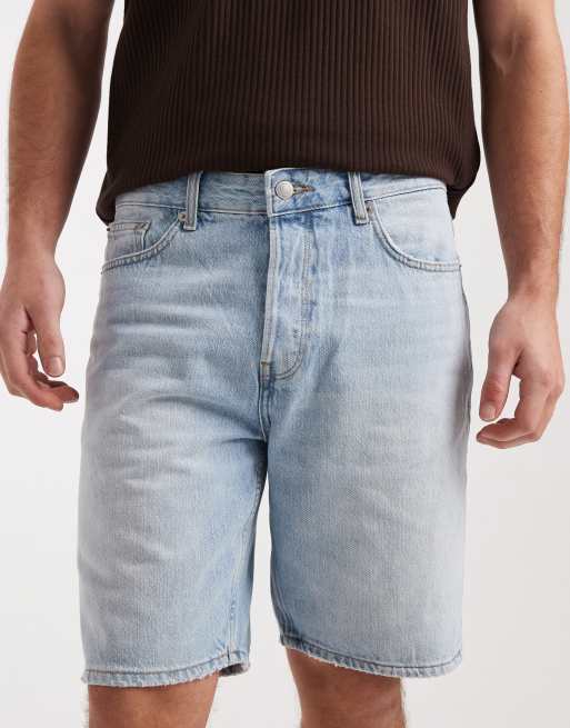 ONLY & SONS – Edge – Ljusblå jeansshorts med rak passform och tvättad finish, 5 av 5