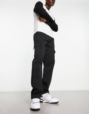 Only & Sons Edge Straight Fit Cargo Pants In Black