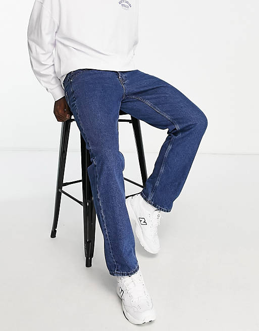 Only & Sons Edge loose fit jeans in mid wash 