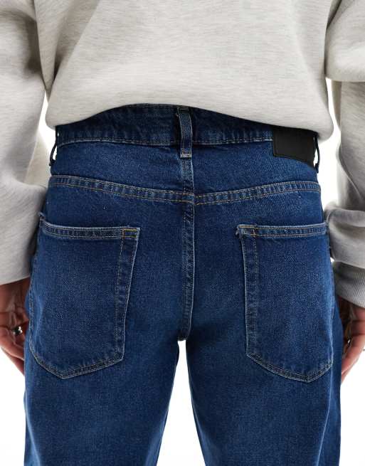 ONLY & SONS – Edge – Mörkblå, tvättade jeans med rak passform, 4 av 5