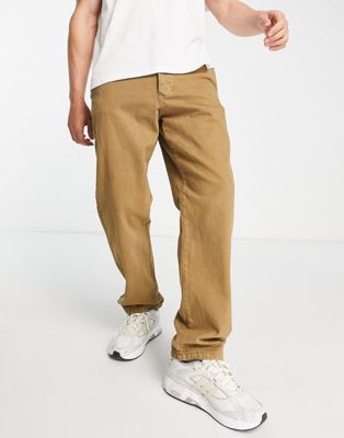 Only & Sons Edge loose fit chinos in brown  - ASOS Price Checker