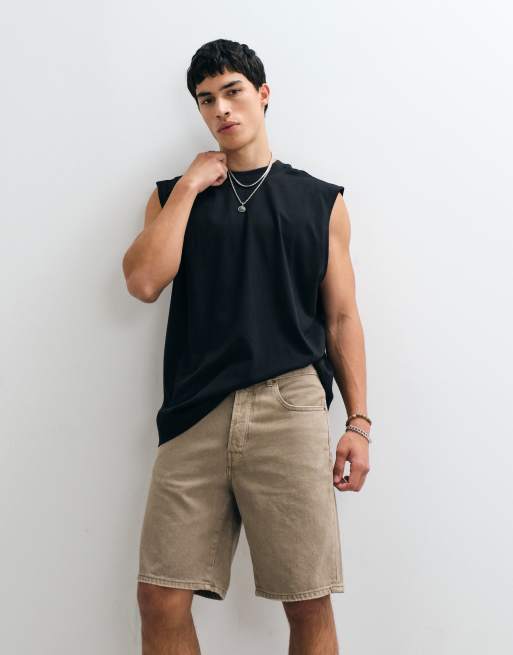 ONLY & SONS - Edge - Pantalones cortos vaqueros tostado de corte recto con lavado envejecido, 2 de 5