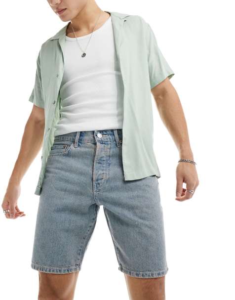 ONLY & SONS - Edge - Short en jean droit avec reflets roses - Bleu clair - view 1