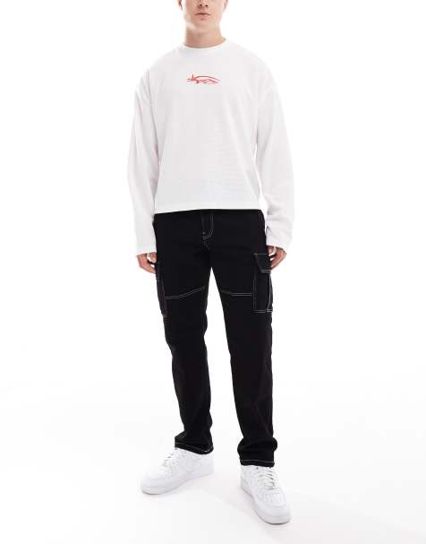 ONLY & SONS - Edge - Sorte jeans med utility-lommer og kontrasterende syninger i lige pasform - view 1