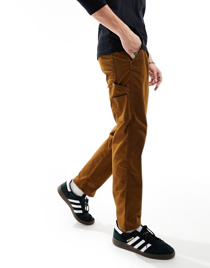 Only & Sons Edge Straight Fit Carpenter Pants In Brown