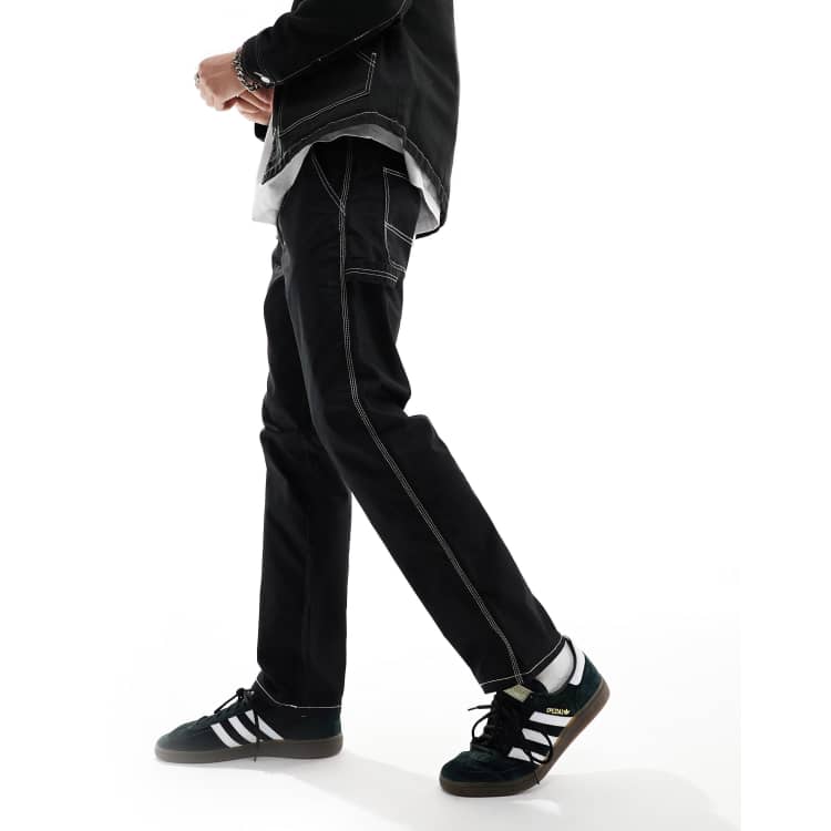 ONLY & SONS Edge straight fit carpenter pants with contrast