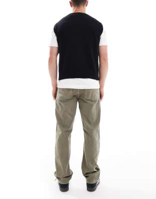 ONLY & SONS Edge straight fit cord carpenter jeans in vintage green wash