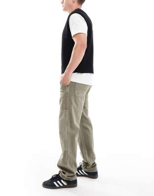 ONLY & SONS Edge straight fit cord carpenter jeans in vintage green wash