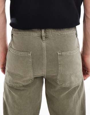 ONLY & SONS Edge straight fit cord carpenter jeans in vintage green wash