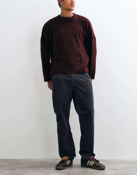 ONLY & SONS Edge straight fit cord trouser in charcoal - view 1