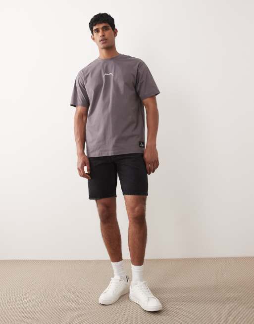 ONLY & SONS Edge straight fit denim shorts in black, 2 of 5