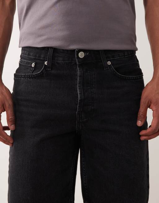 ONLY & SONS Edge straight fit denim shorts in black, 4 of 5