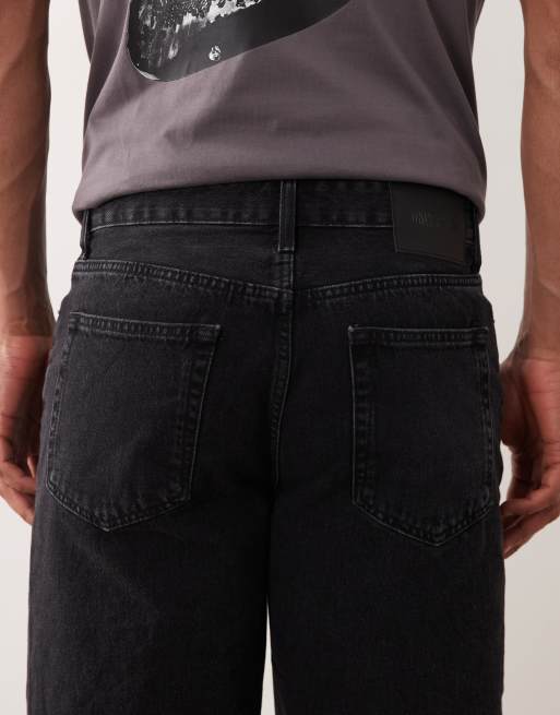 ONLY & SONS Edge straight fit denim shorts in black, 5 of 5