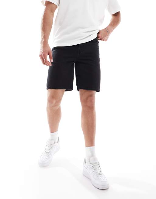 ONLY & SONS Edge straight fit denim shorts in washed black , 5 of 5