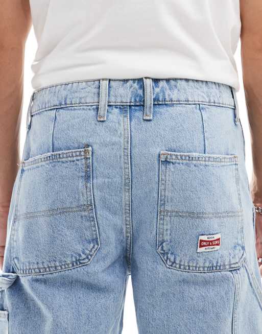 ONLY & SONS edge straight fit jeans in light blue 90s wash, 4 of 5