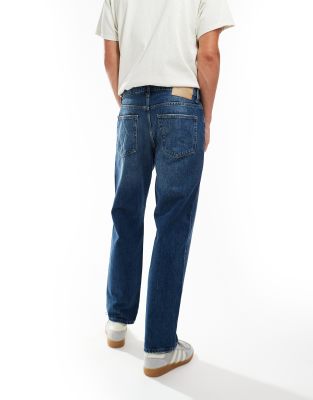 Edge straight fit jeans in mid wash blue