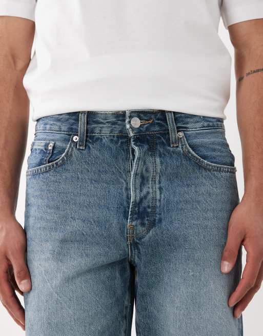 ONLY & SONS Edge straight fit shorts in mid wash blue, 4 of 5