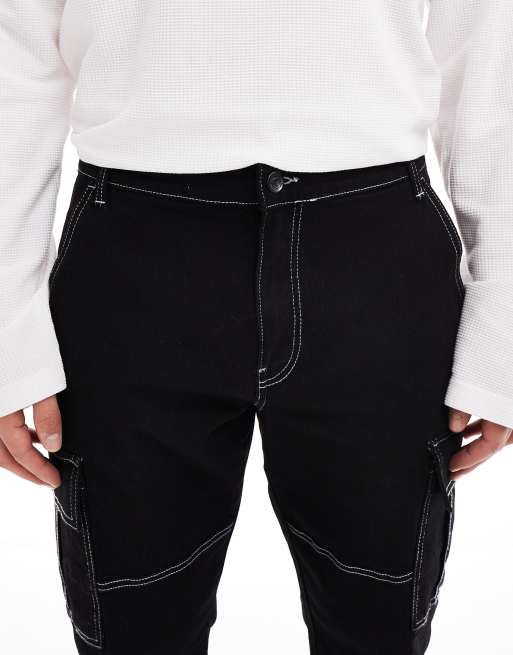 ONLY SONS Edge straight fit utility pocket jeans with contrast