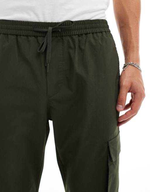 ONLY & SONS elasticated waist cargo pants in khaki | ASOS