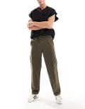 [ONLY & SONS] ONLY & SONS elasticated waist loose pants in khaki-Green XXS Dusty olive