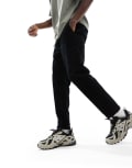 [ONLY & SONS] Only & Sons elasticated waist tapered cropped cord pants in black XS Black