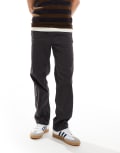 [ONLY & SONS] ONLY & SONS elasticated waist tapered pants in dark grey XXS Grey Pinstripe