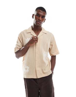 Only & Sons Embroidered Camp Collar Shirt