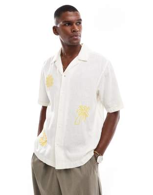 Only & Sons Embroidered Camp Collar Shirt