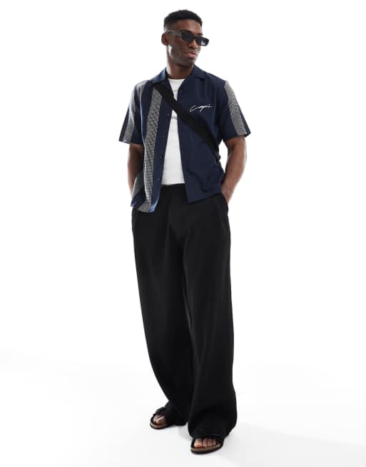 ONLY & SONS embroidered shirt in navy, 2 of 4