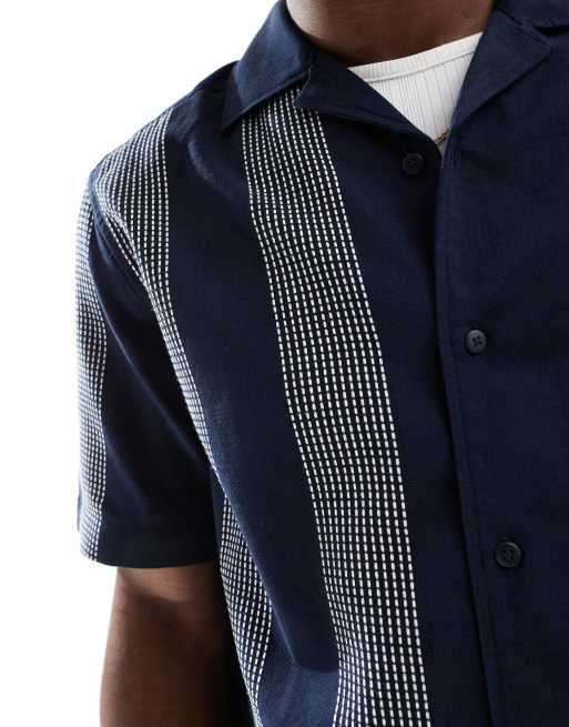 ONLY & SONS embroidered shirt in navy, 4 of 4